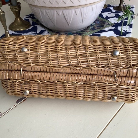 1950’s 60’s Vintage Wicker & Lucite Handbag Purse - Picture 6 of 10